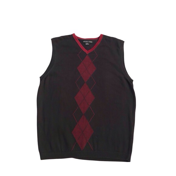 GEOFFREY BEENE Sweater Vest Argyle Golf Sleeveless knit top V neck cotton Mens S - Picture 1 of 8